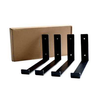 Shelf Brackets 12 Inch Heavy Duty Black Wall Bracket with Lip for Floating Shelves